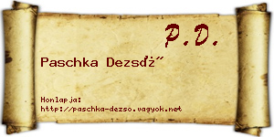 Paschka Dezső névjegykártya